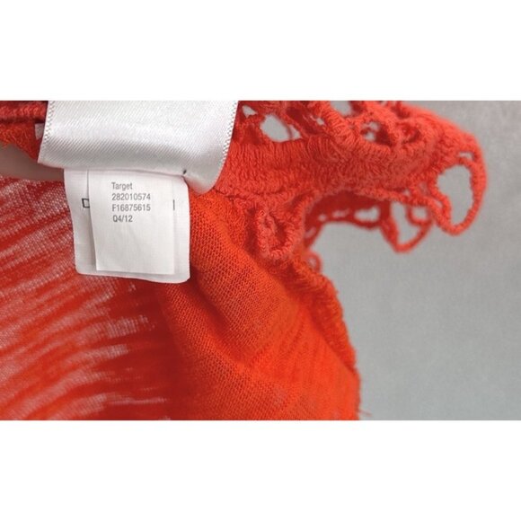 Xhilaration Women's Lace Orange/Red Lace Front Blouse Size M Boho Preppy - Picture 7 of 10